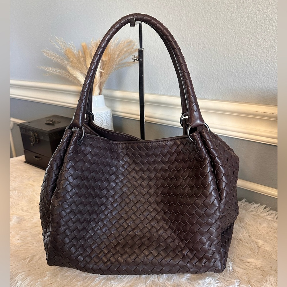 Bottega Veneta Intrecciato Tote Bag Brown Leather- EUC